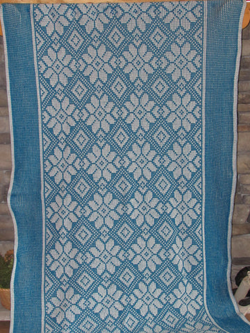 Flower Diamond Knit Afghan or Lap Blanket, Large Size-50" x 80", Free Shipping
