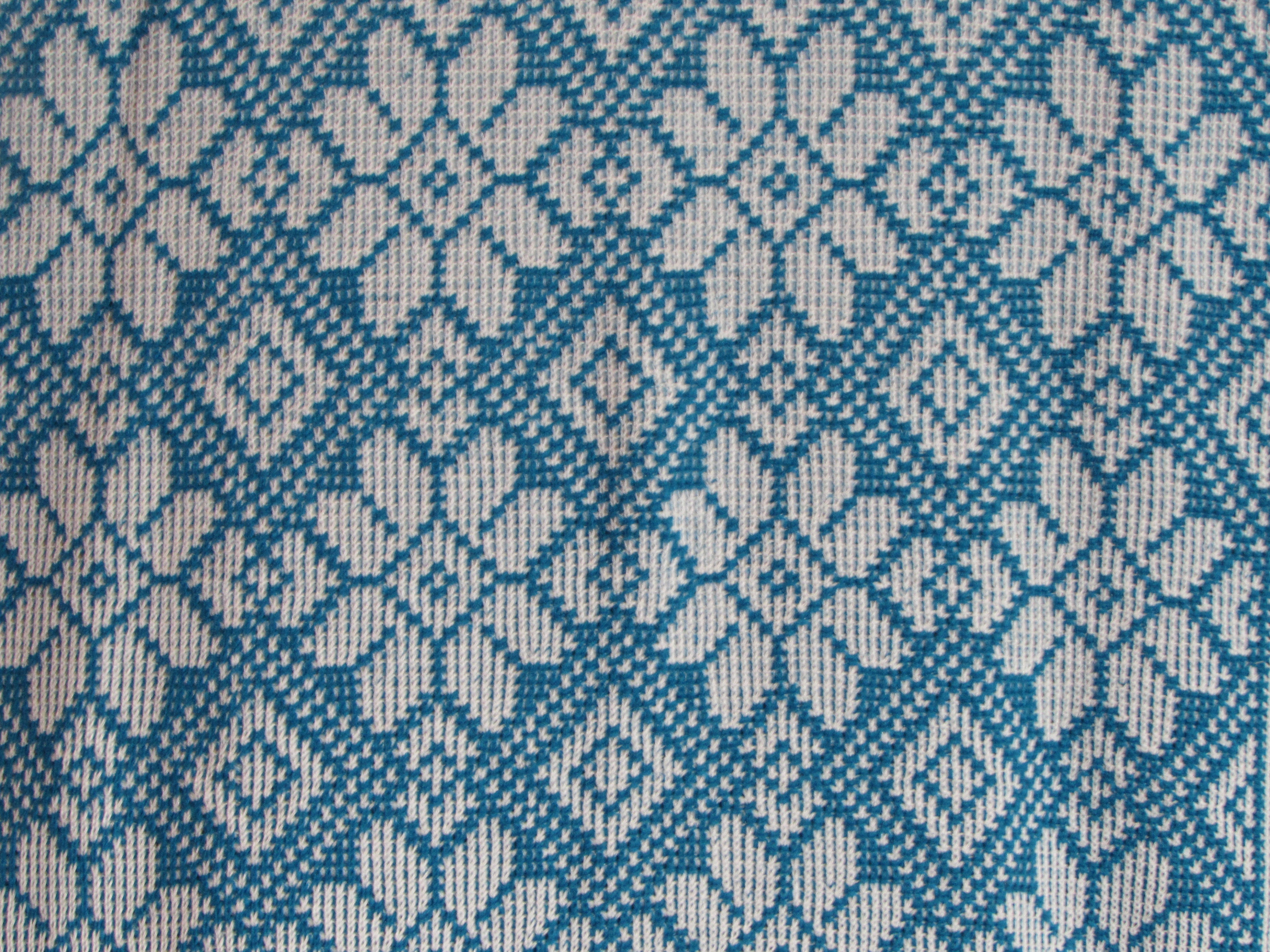 Flower Diamond Knit Afghan or Lap Blanket, Large Size-50" x 80", Free Shipping