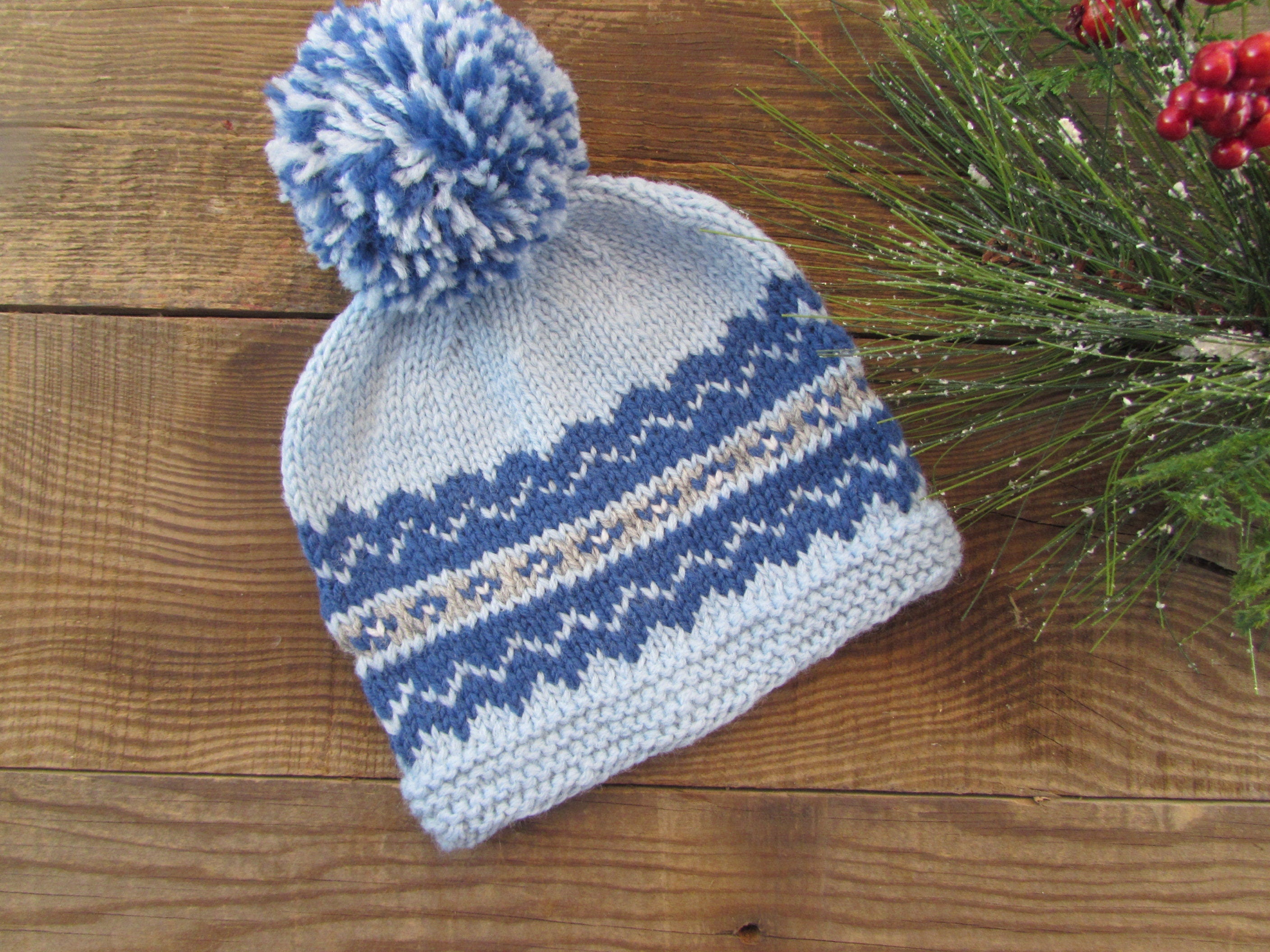 EKP2019-1 Child's Winter Hat Easy Knitting Pattern, 5 Sizes, Pdf Download, Handknit Hat Pattern