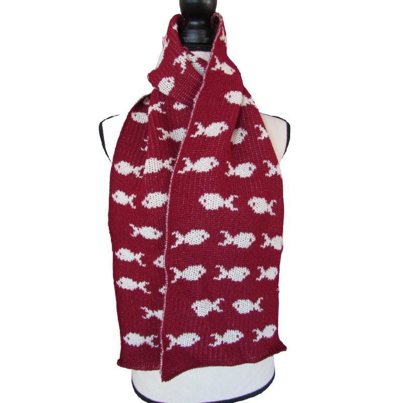 Handmade Knit Scarf, Fishy Fun, Wool and Alpaca Scarf, Hand Knit Scarf, Women Winter Scarf, Handknit Scarf,  Knit Wool Scarf, Handmade Scarf