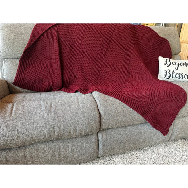 Warm and Cozy Afghan, Knit Throw Blanket, Fireplace Throw, Hand Knit Afghan, Knit Blanket, Chunky Knit Blanket Hover Image