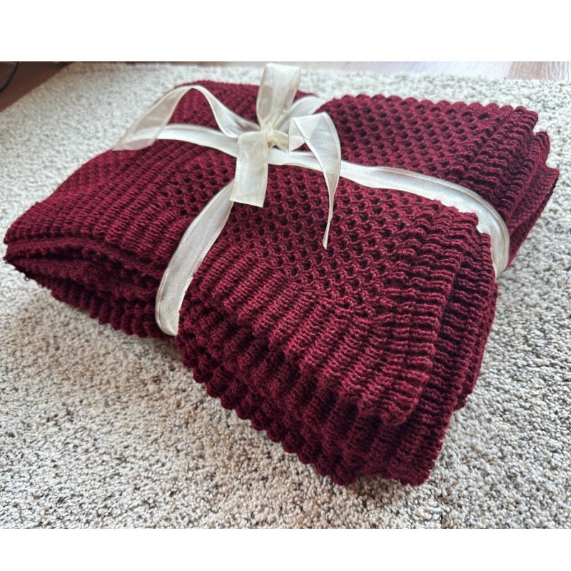 Warm and Cozy Afghan, Knit Throw Blanket, Fireplace Throw, Hand Knit Afghan, Knit Blanket, Chunky Knit Blanket