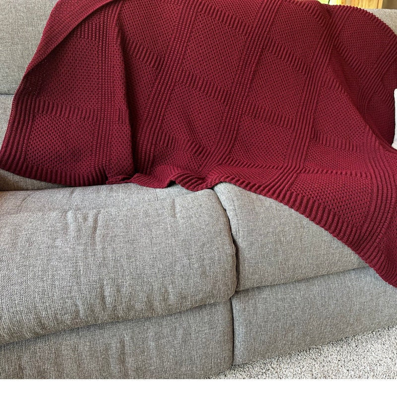 Warm and Cozy Afghan, Knit Throw Blanket, Fireplace Throw, Hand Knit Afghan, Knit Blanket, Chunky Knit Blanket