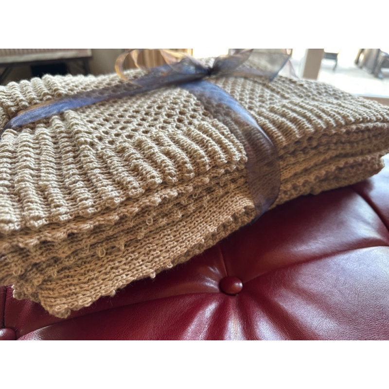 Warm and Cozy Afghan, Knit Throw Blanket, Fireplace Throw, Hand Knit Afghan, Knit Blanket, Chunky Knit Blanket