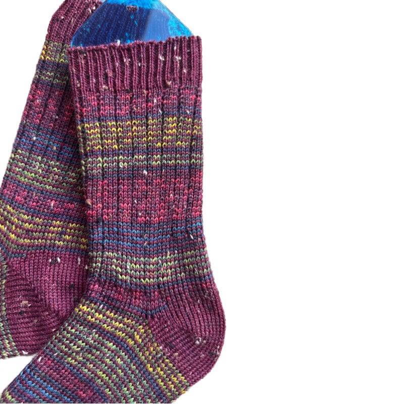 Striped Merino Wool Socks with Ribbed Edge | Hand Knit Socks | Soft Socks for Women | One of a Kind Gift | Cozy Wool Socks Women | Handmade