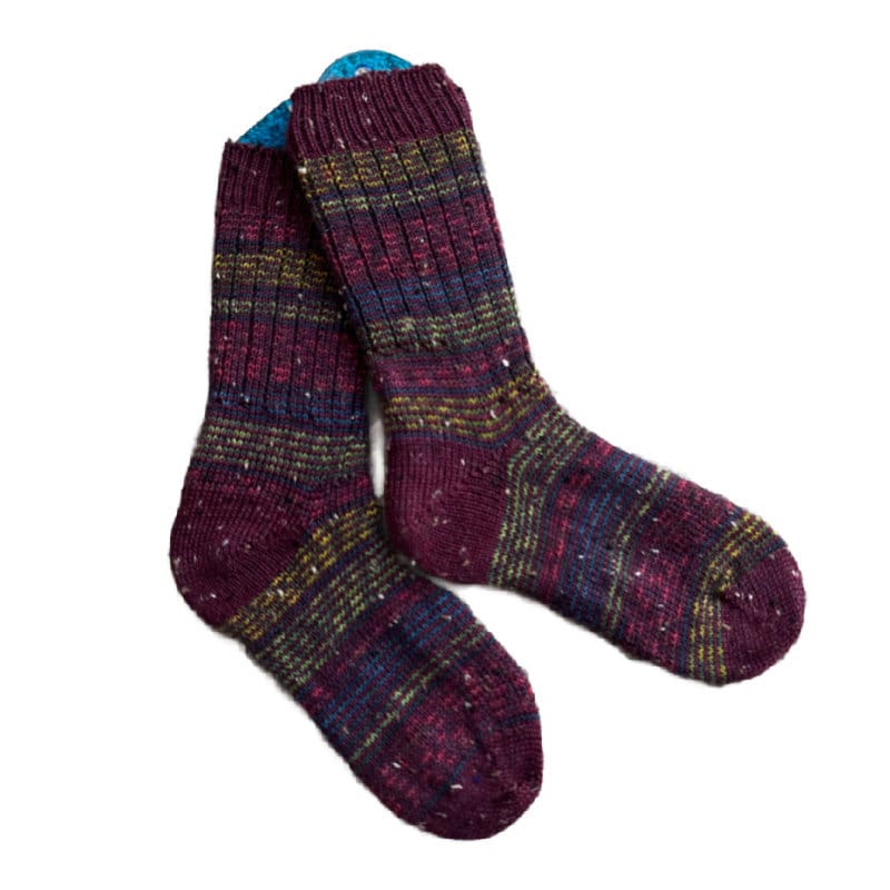 Striped Merino Wool Socks with Ribbed Edge | Hand Knit Socks | Soft Socks for Women | One of a Kind Gift | Cozy Wool Socks Women | Handmade