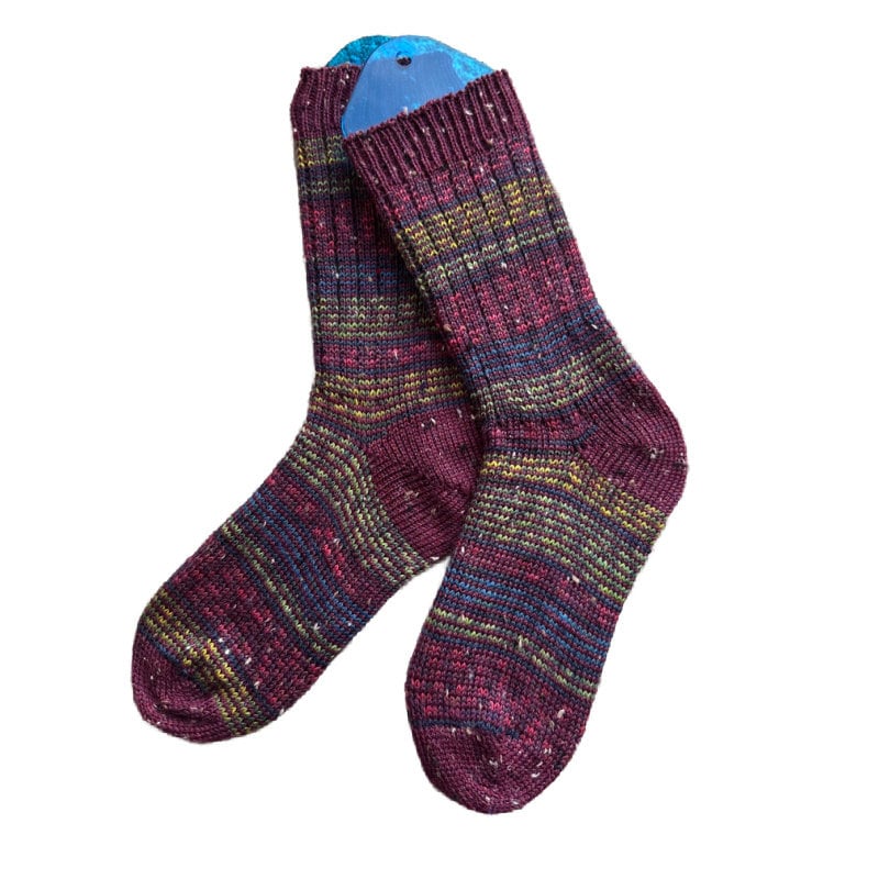 Striped Merino Wool Socks with Ribbed Edge | Hand Knit Socks | Soft Socks for Women | One of a Kind Gift | Cozy Wool Socks Women | Handmade