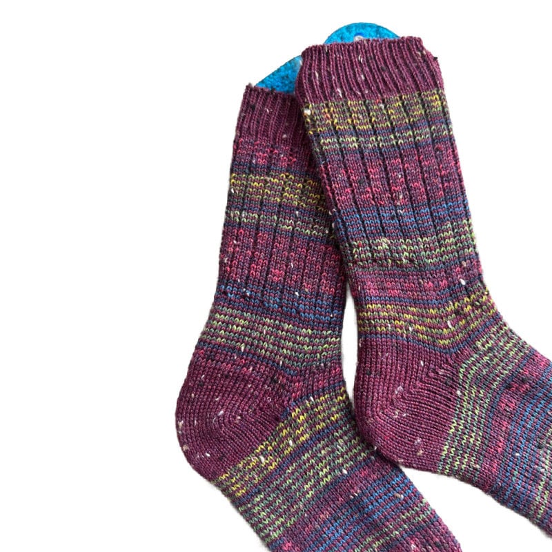 Striped Merino Wool Socks with Ribbed Edge | Hand Knit Socks | Soft Socks for Women | One of a Kind Gift | Cozy Wool Socks Women | Handmade