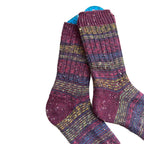 Striped Merino Wool Socks with Ribbed Edge | Hand Knit Socks | Soft Socks for Women | One of a Kind Gift | Cozy Wool Socks Women | Handmade